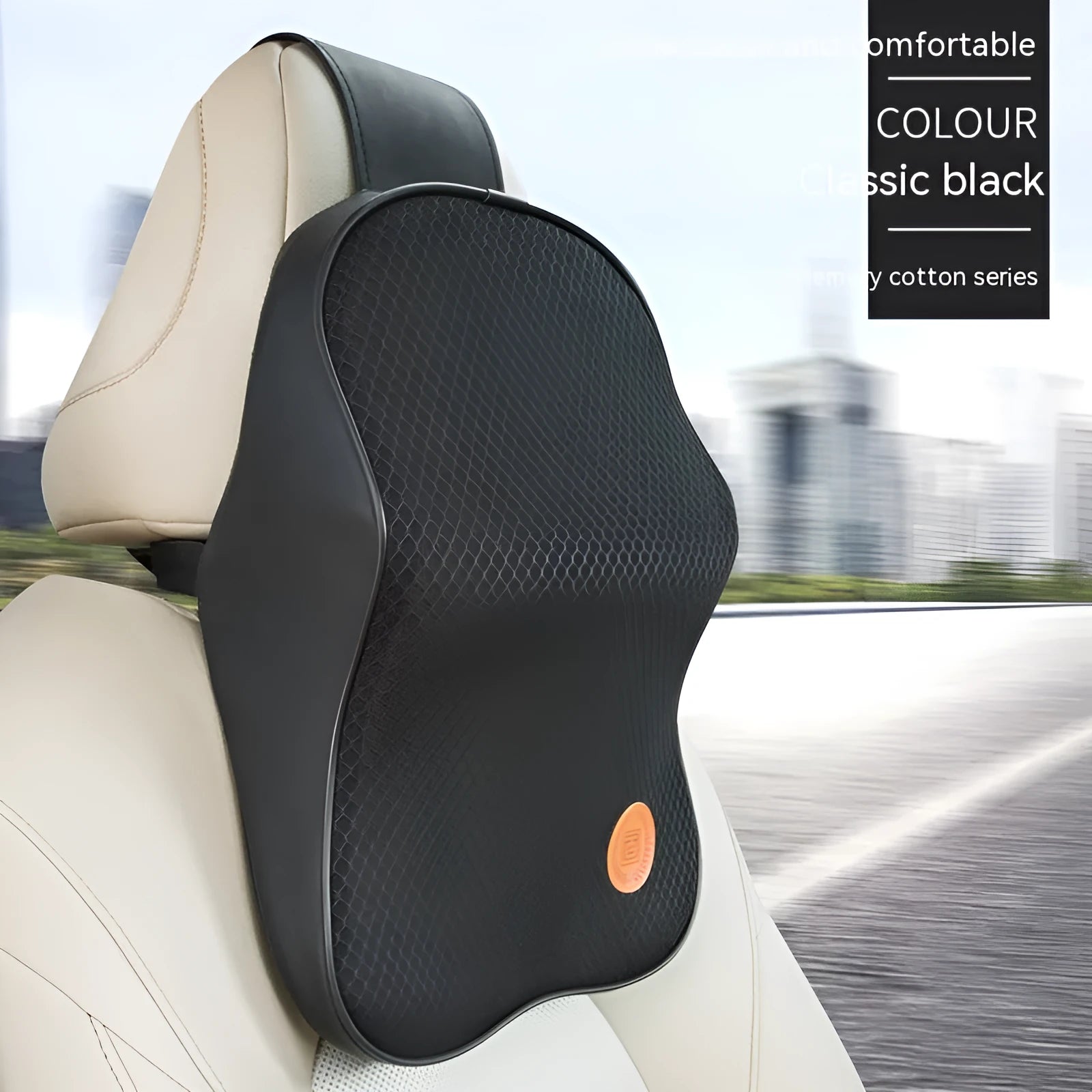 Memory foam automotive headrest and lumbar support pillow set in multiple colour options