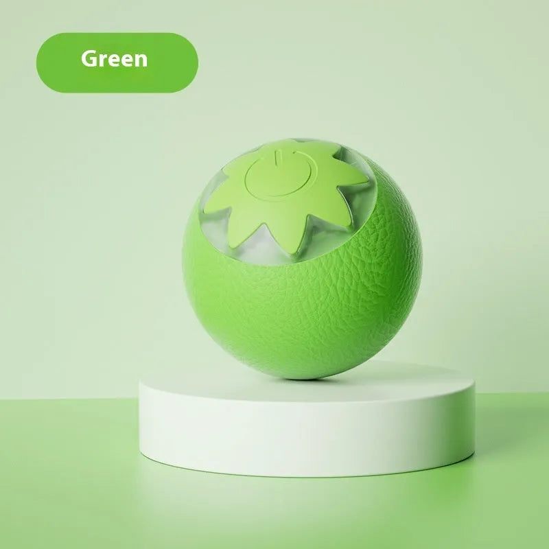 Self-Hi Relieving Stuffy Electric Cat Pet Toy strawberry rolling ball in green colour with ABS silicone surface