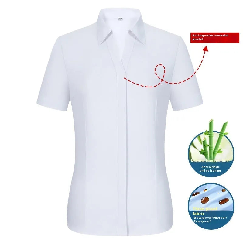 Men's slim fit waterproof bamboo business shirt with square collar and long sleeves