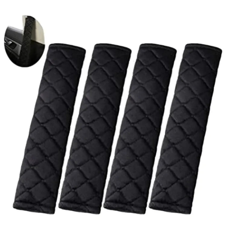 Black cotton car seat belt shoulder pad for children, size 26.5x6cm
