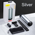Wireless portable mini car vacuum cleaner in aluminium alloy and ABS plastic, black colour
