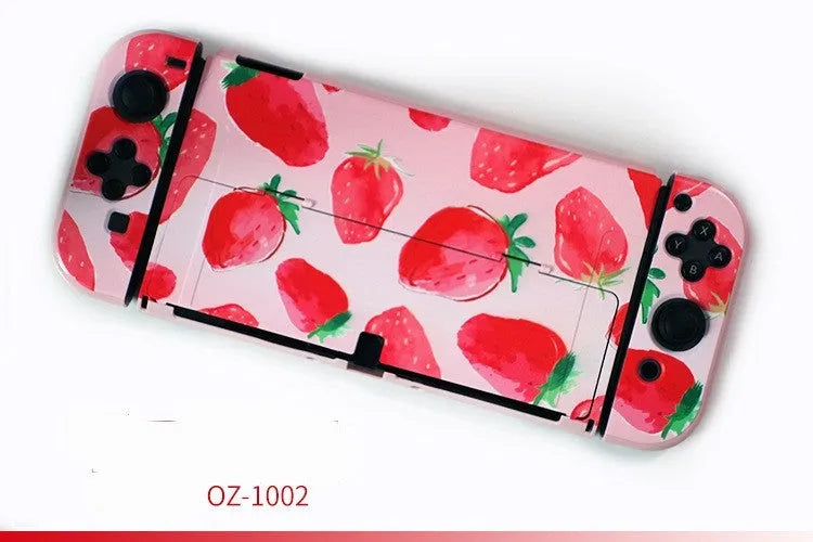 Nintendo Switch OLED hard protective case with decorative shell pattern and analogue caps