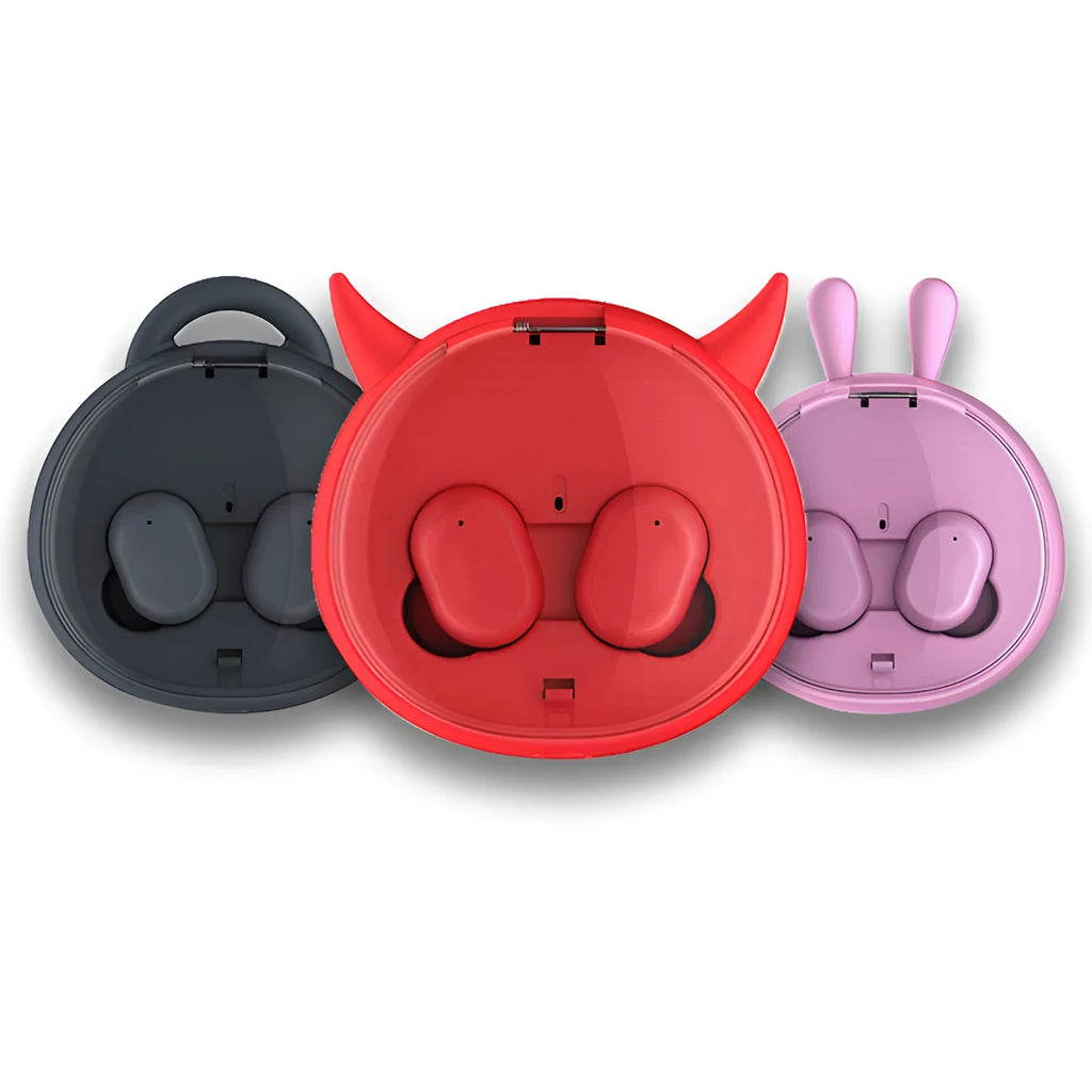 Wireless Bluetooth headset 5.0 stereo earplugs in black pink red with battery display