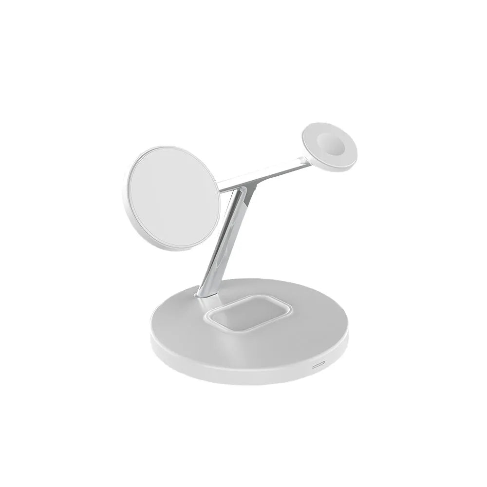Three in one magnetic wireless charger, 175x120x85mm, black or white, USB interface, 9V input and output