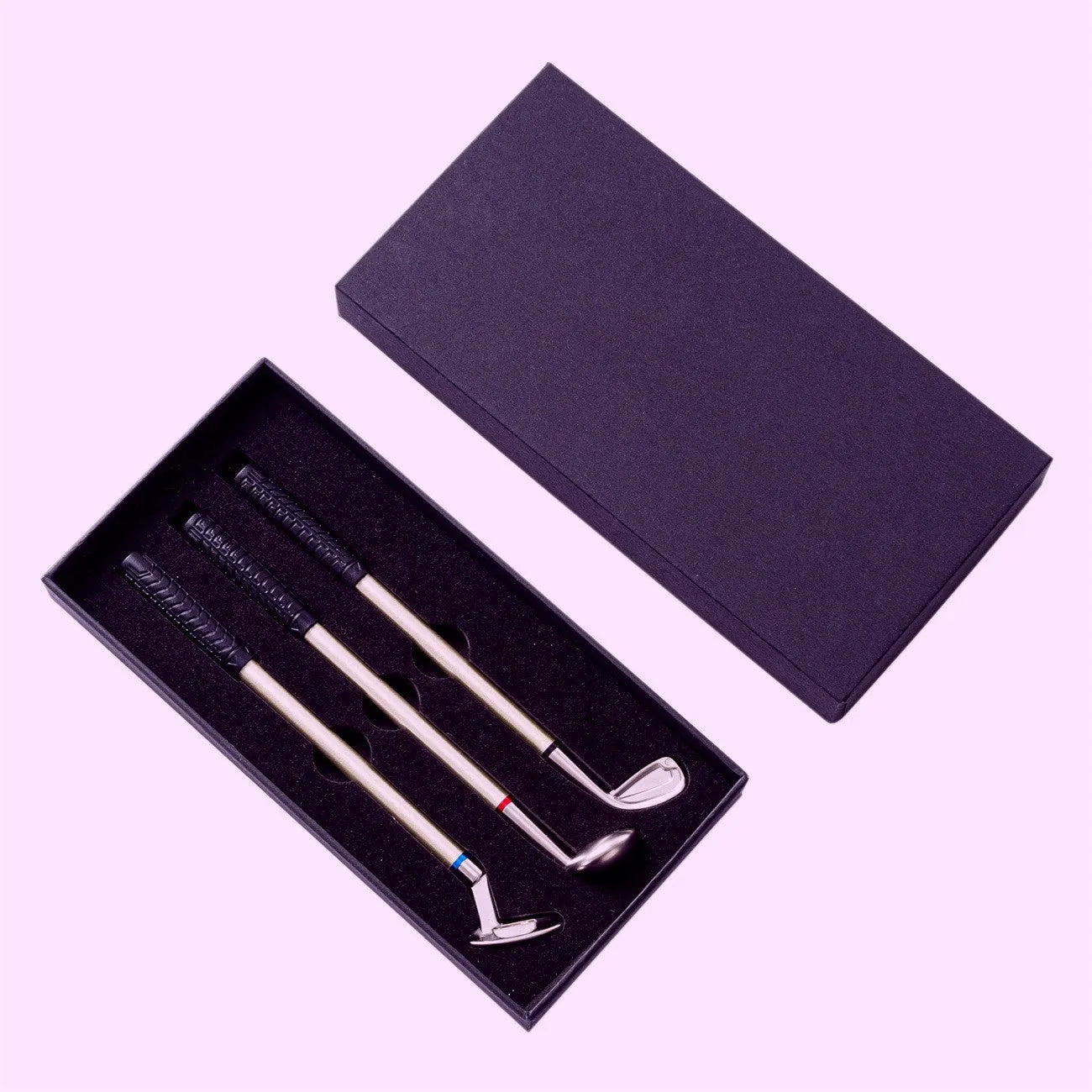 Three metal ballpoint pens with 0.7mm bullet-type heads in gift packaging