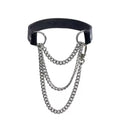 Night colour changing U-shaped leather collar with alloy ring pendant, unisex, in thermo and glow colourways