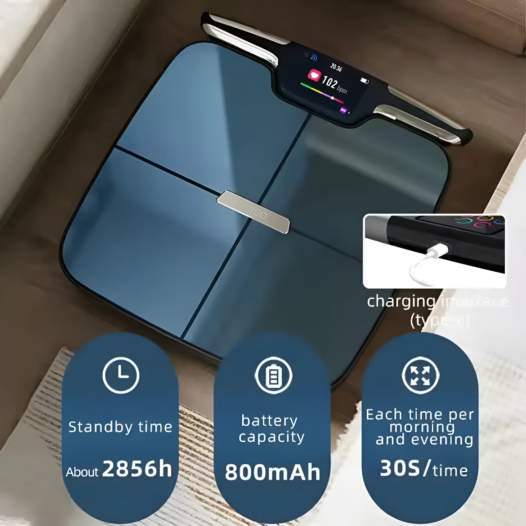 Black eight-electrode intelligent body fat and health measurement scale