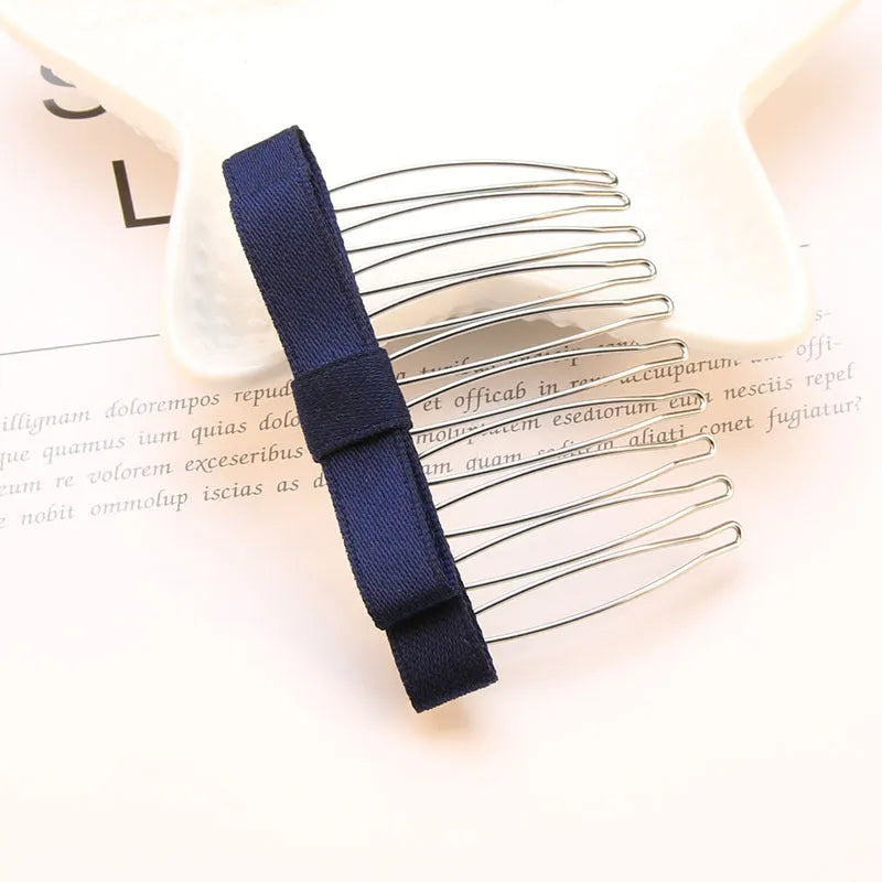 Retro bow hair comb with inlaid crystal decoration, available in six colours and two size options