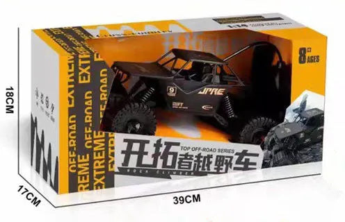 Super large black remote control off-road toy car with four-wheel drive and spring rod suspension
