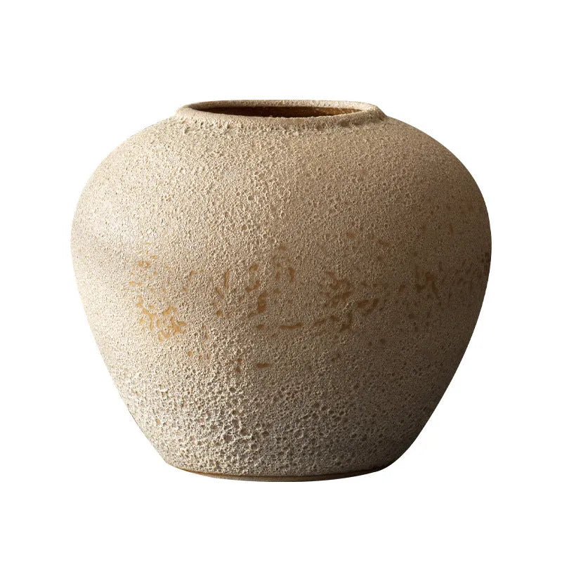 Handmade stoneware glazed vase in American country style with glass surface finish, available in large size
