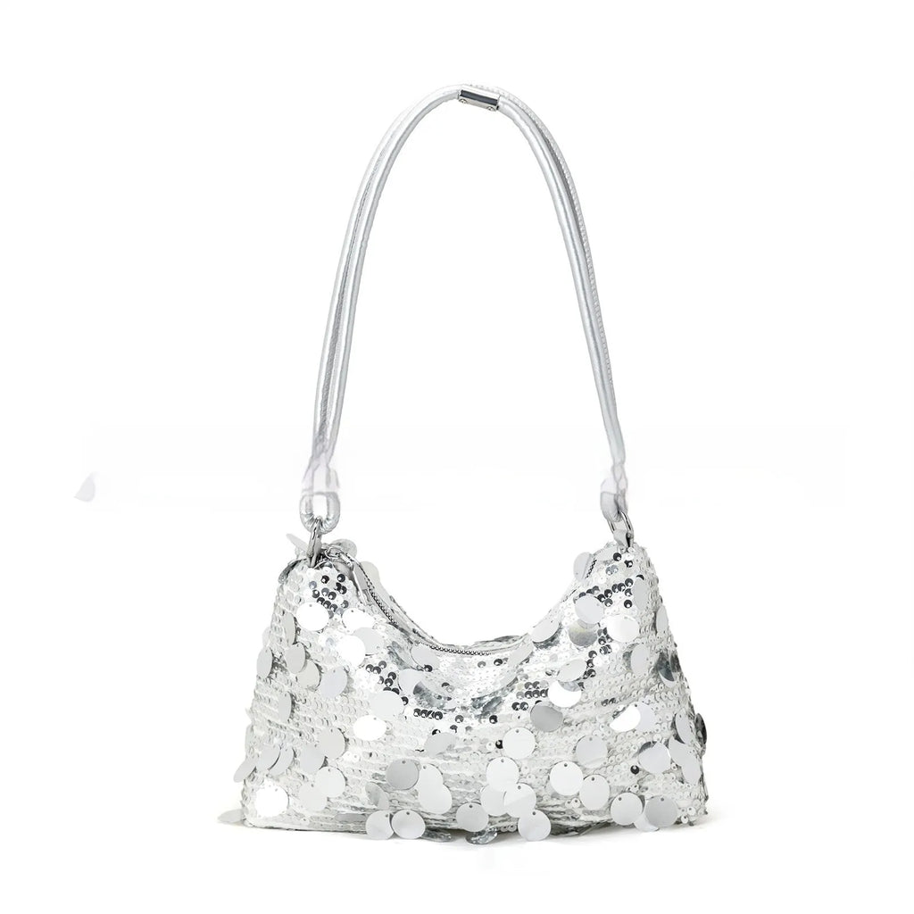 Women's black polyester underarm crossbody bag with sandwich pocket design and sewing thread detailing
