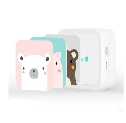 Pink thermal pocket portable Bluetooth printer with compact 79x79x40mm dimensions and 900mAh battery