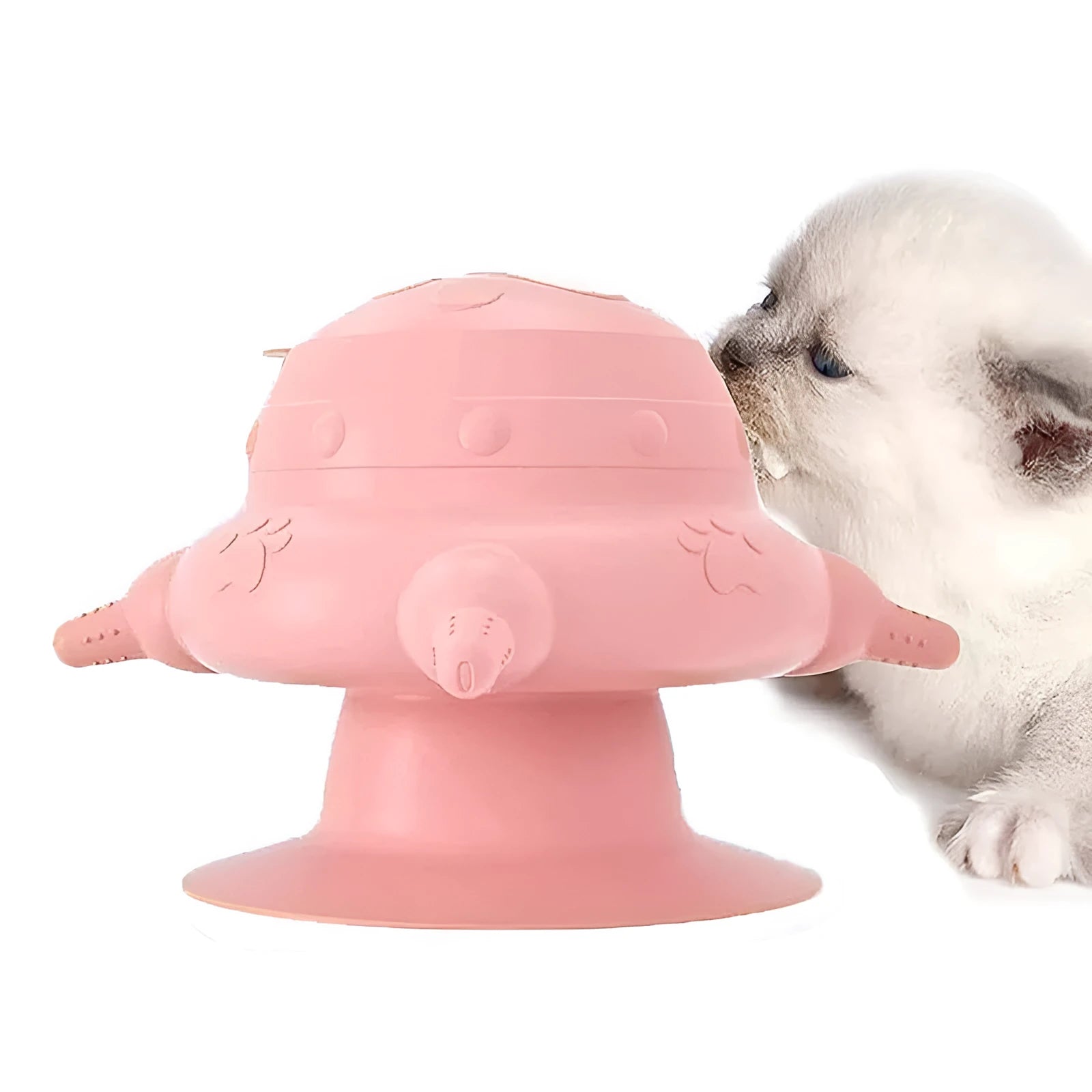 Pink silicone pet nursing device with bionic breast design and four pacifiers