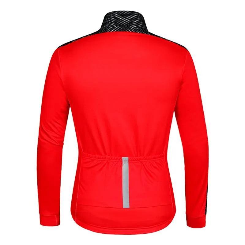 Unisex fleece cycling jacket in black green or black red, 100% polyester, autumn winter warm bike top, sizes S to XXL