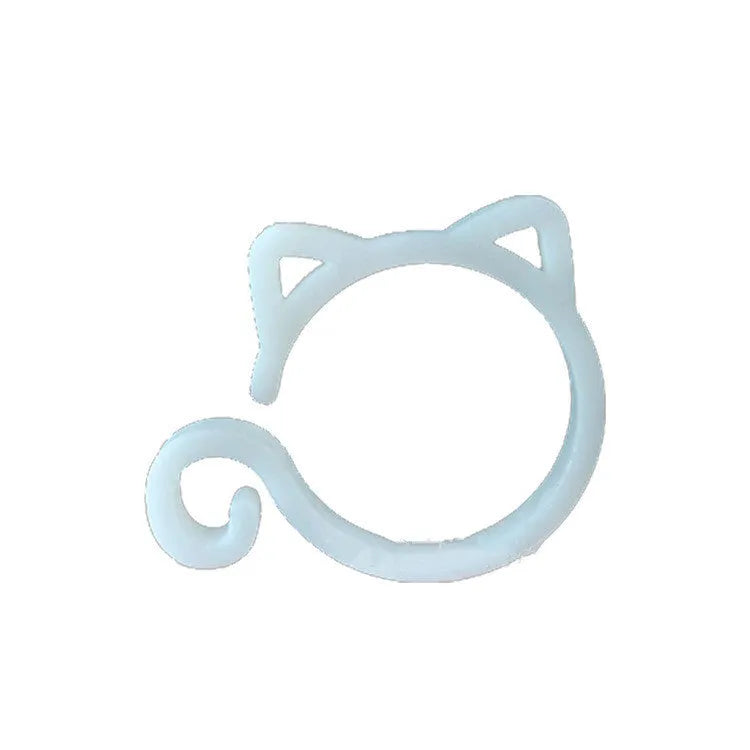 Colourful cat-shaped plastic plant clip for garden stem support.