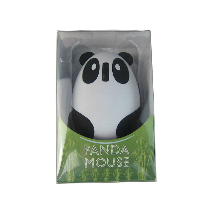 White panda silent 2.4G wireless optical mouse with built-in receiver and rechargeable 450mAh battery on desk