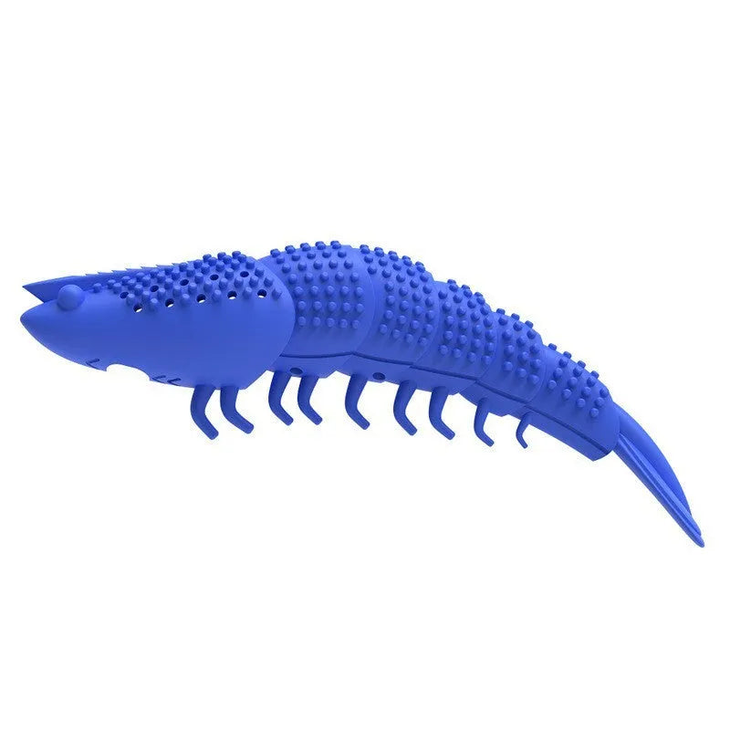 Blue hard rubber cat toy with textured surface for teeth cleaning, containing catnip and a bell.