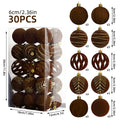 6cm electroplated plastic Christmas ball pendants in champagne gold, white, and flocked painted finishes, 30 pieces