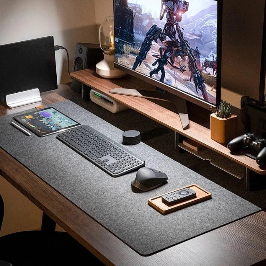 Extra large felt mouse pad and non-slip table mat in brown, black or grey, sizes up to 1400x700mm