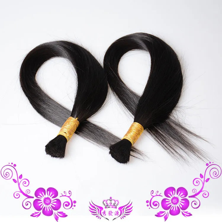 Real human hair hair piece in natural colour with silk base, 20 inch length