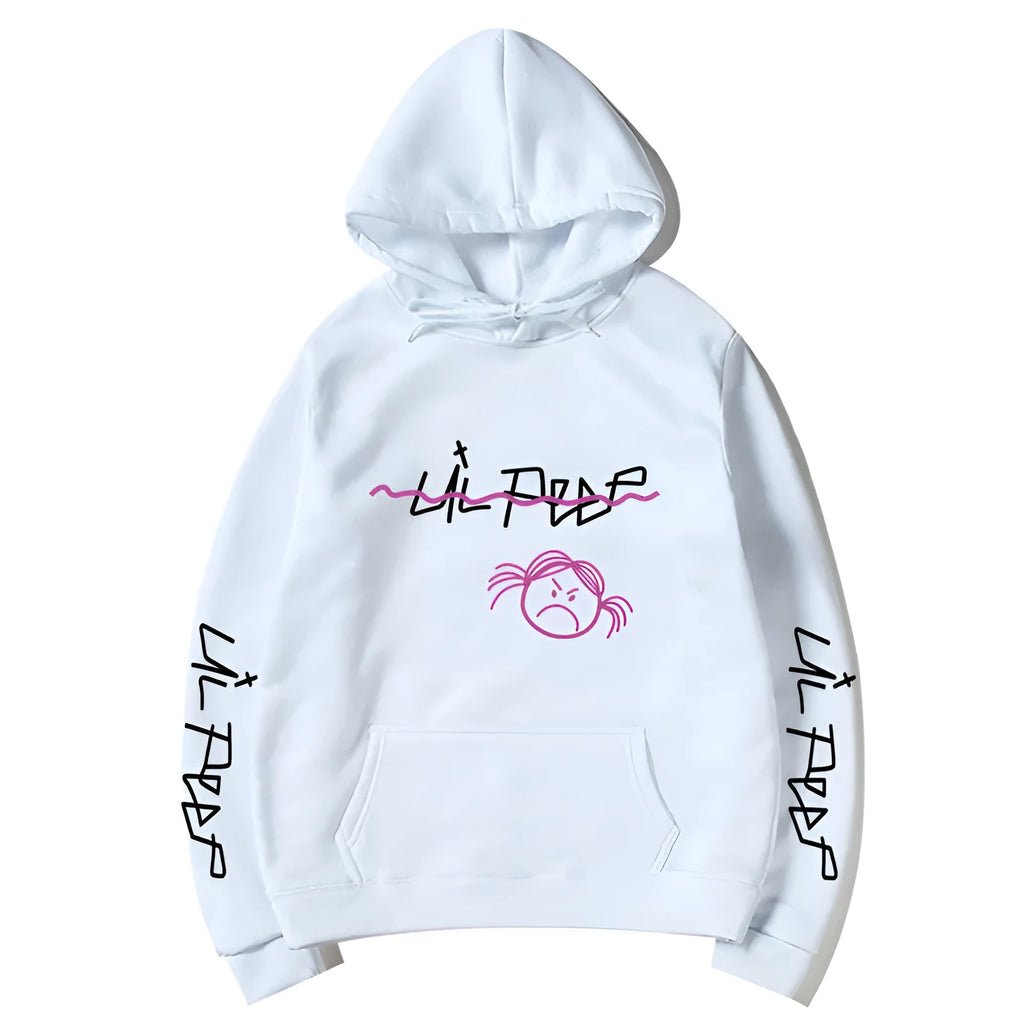 Lil Peep Love Winter hoodie in Beige, loose fit, hooded, printed Cry Baby design