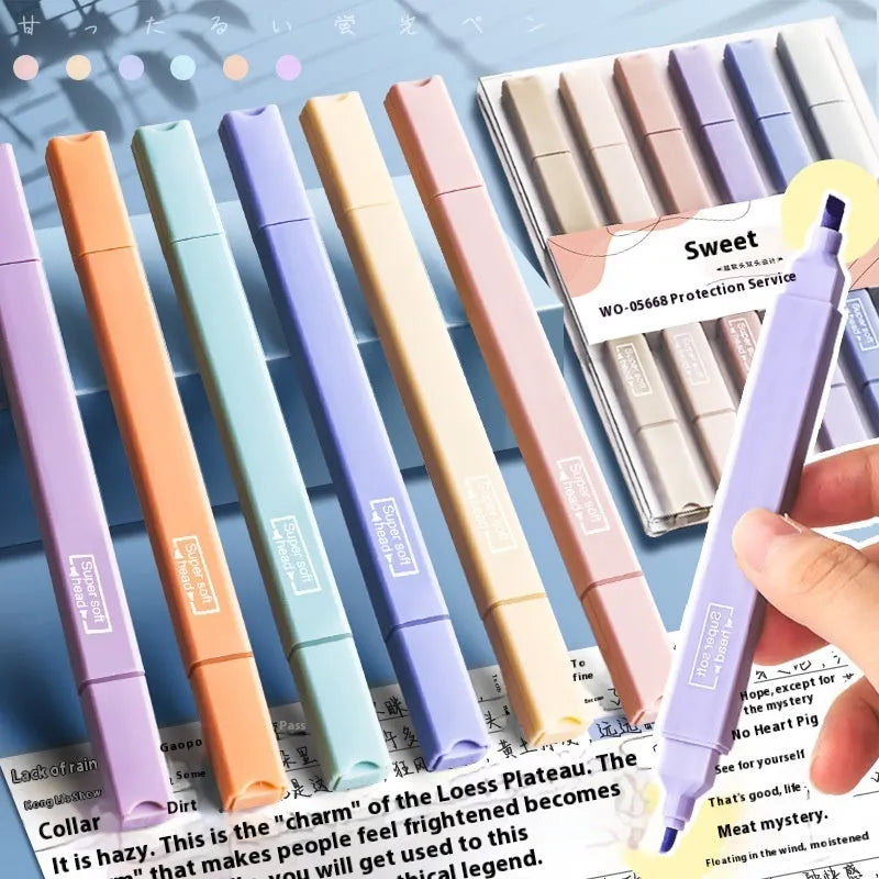 Set of double-headed fluorescent marking pens in assorted colours from Salt and Sweet series packs.