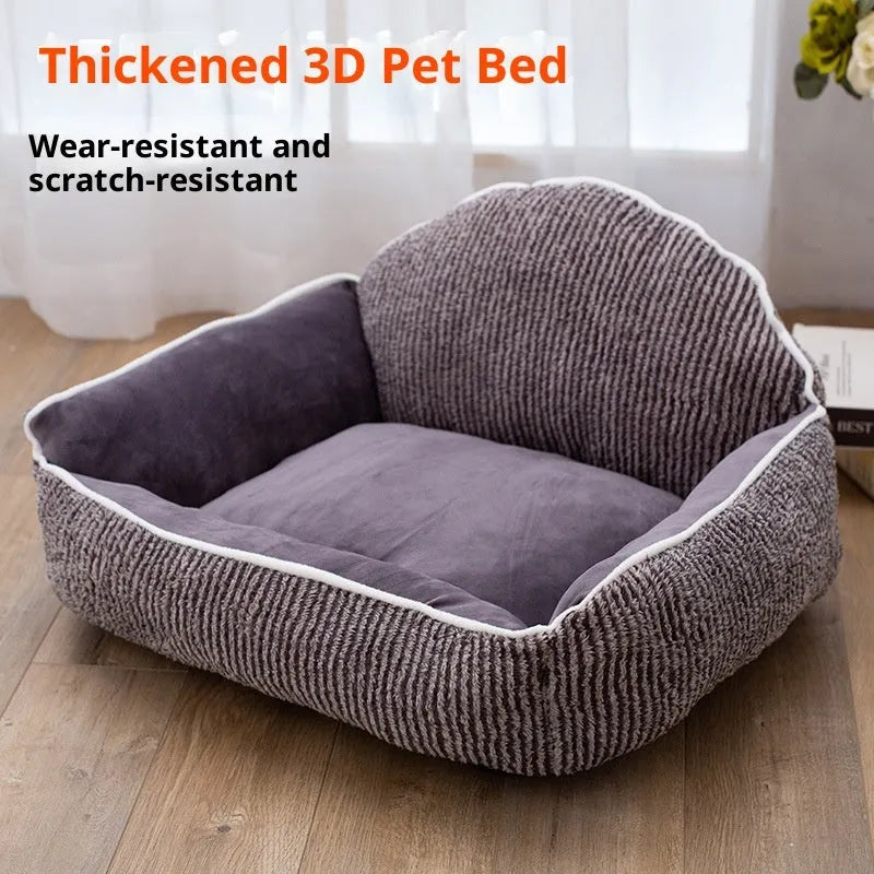 Short plush pet sofa, striped backrest sofa, 60x50cm cloth cat bed for small and medium cats