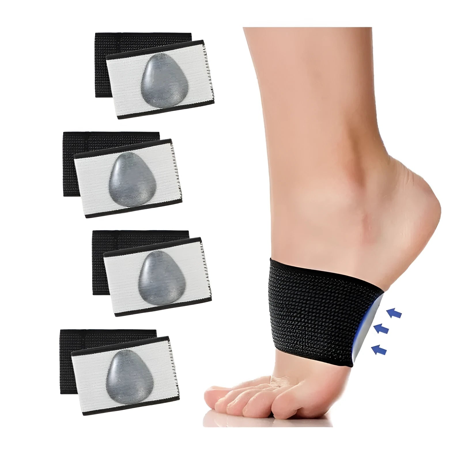 Elastic arch support foot bandage for flat feet in ordinary and heart style options