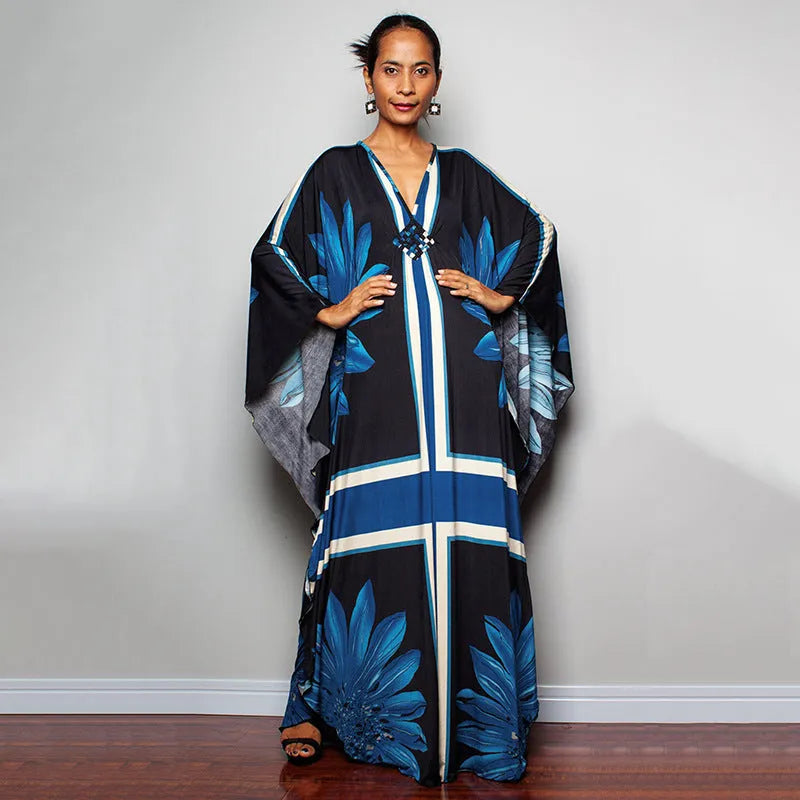 Women's loose polyester bikini cover up robe for swimming in six colour patterns