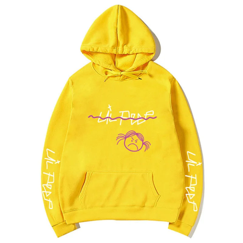 Lil Peep Love Winter hoodie in Beige, loose fit, hooded, printed Cry Baby design
