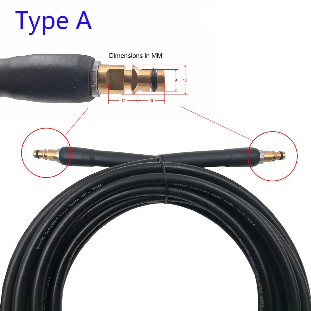 Black water outlet hose for Karcher high pressure washers K2 to K7, 6m length