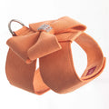 Adjustable dog harness with decorative bowknot on chest strap in microfiber fabric