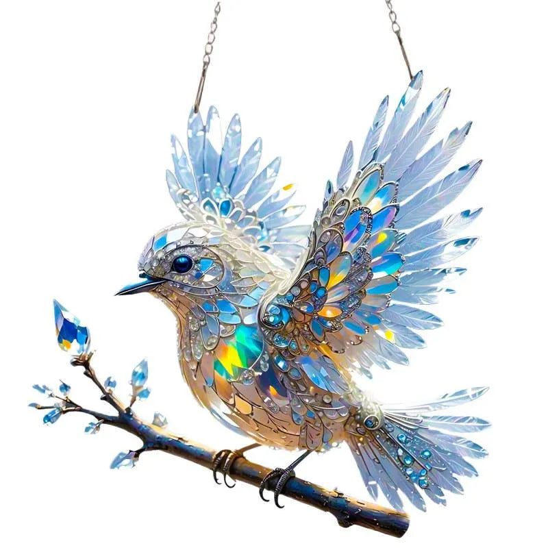 Cartoon bird pendant holiday decoration on acrylic with UV printing in 15x15cm and 20x20cm sizes