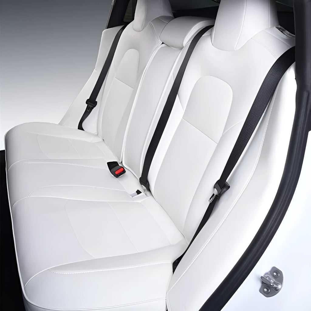 Tesla Model 3 and Model Y car seat covers in PVC material with binding style construction