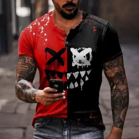 Men's short sleeve polo shirt with lapel button in polyester fabric for sports and casual summer wear