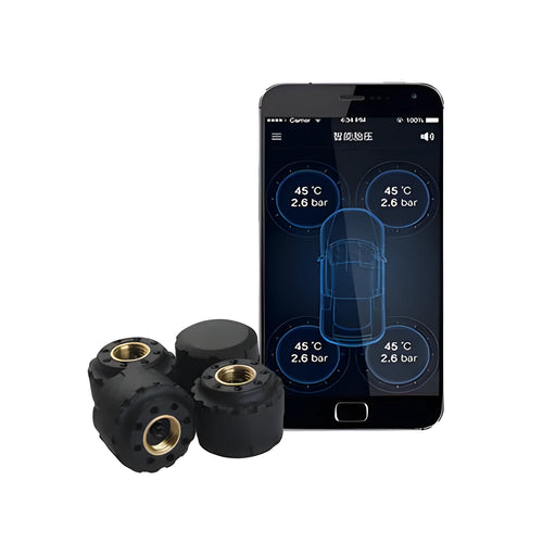 Bluetooth wireless tyre pressure monitoring system with built-in or external sensors and 5+ year battery life