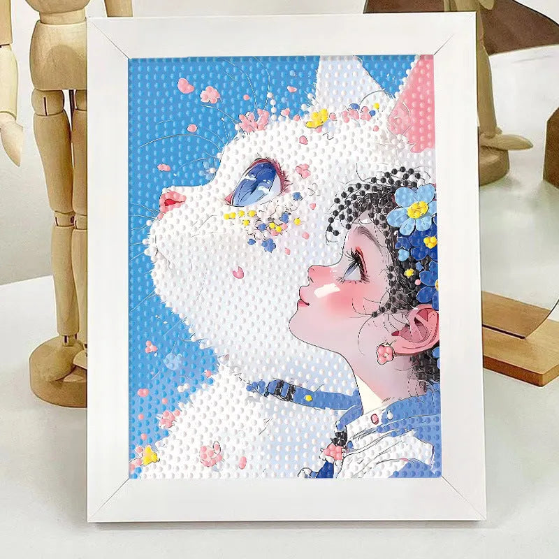 Children's diamond painting kit with cartoon panda on canvas, includes plastic frame and acrylic diamonds