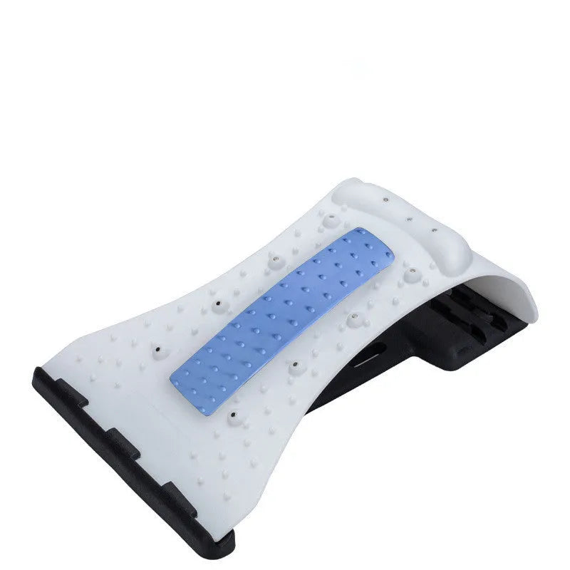 Arc-shaped acupuncture and magnetic therapy cervical spine stretcher in blue black NBR material with ABS panel