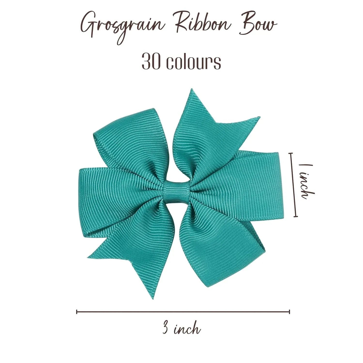 Assortment of 20 colourful 3-inch grosgrain ribbon hair bows with alligator clips for baby girls