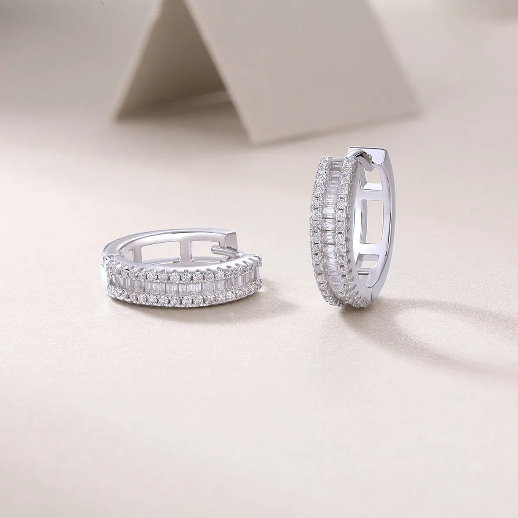Moissanite stud earrings in S925 silver with platinum plating, 4g pair, gold, platinum or rose gold, gift box
