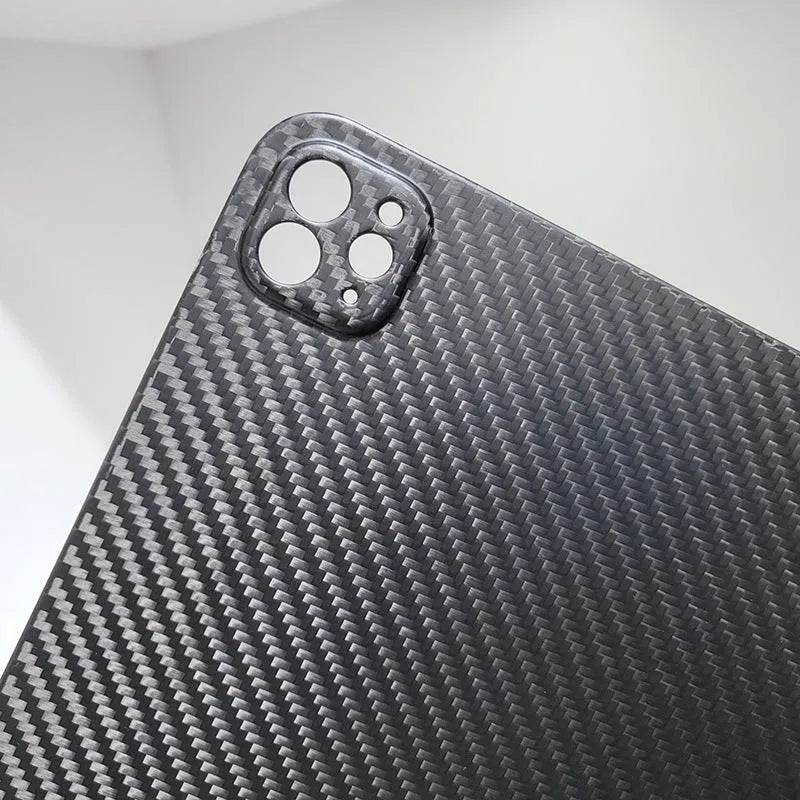 Carbon fibre hard protective case for iPad Pro 11 with embossed plaid design