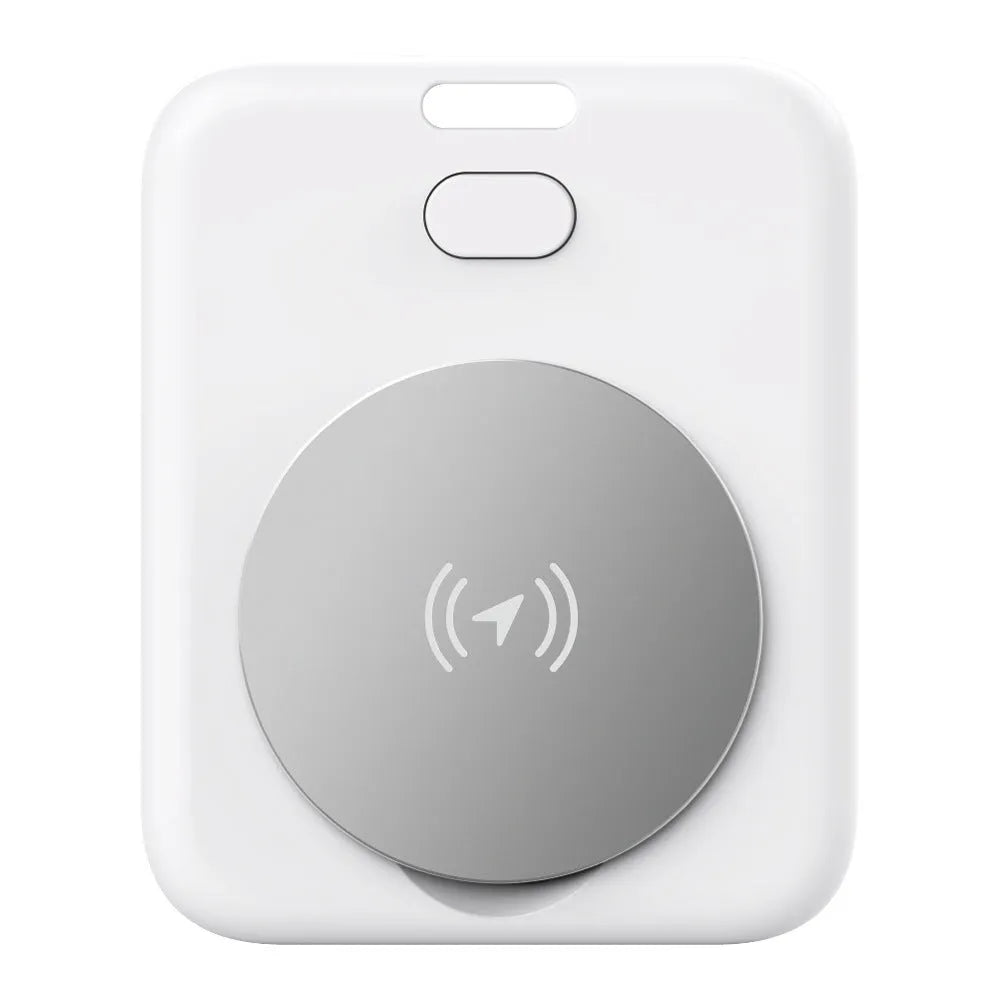 White ABS plastic pet tracking device for Apple users with portable wearing design
