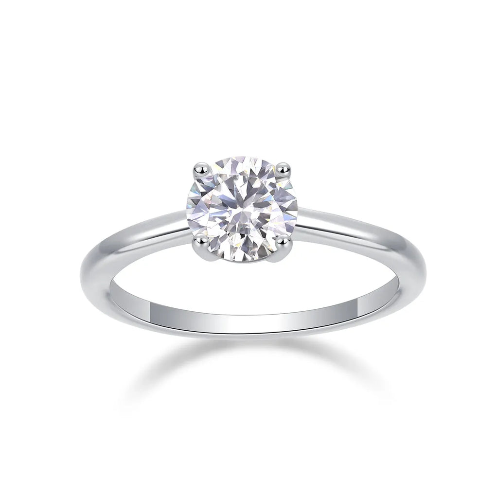Love Words wedding ring set with heart-shaped moissanite in S925 silver platinum-plated, 1 carat stone in gift box