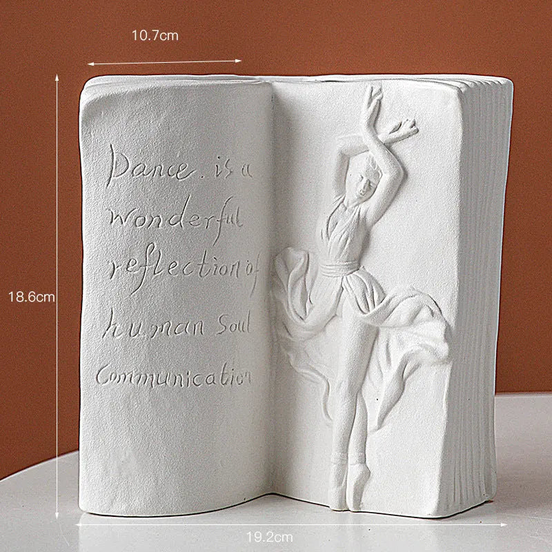 Glazed ceramic book stand in a choice of four decorative colour designs on a desktop.