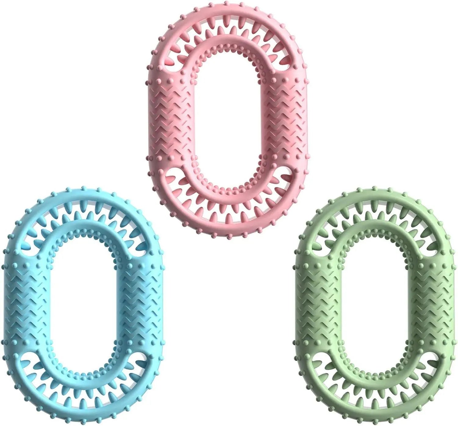 Blue O-ring shaped resistant dog chew toy for aggressive chewers on white background