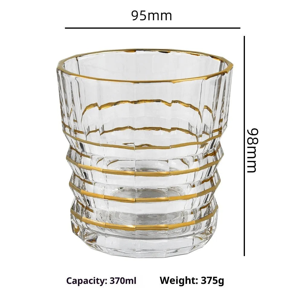 Crystal glass whiskey shot glass with gold finish and single-layer construction
