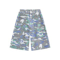 Cropped straight-leg camouflage cotton work trousers with a front pocket and zip fly.