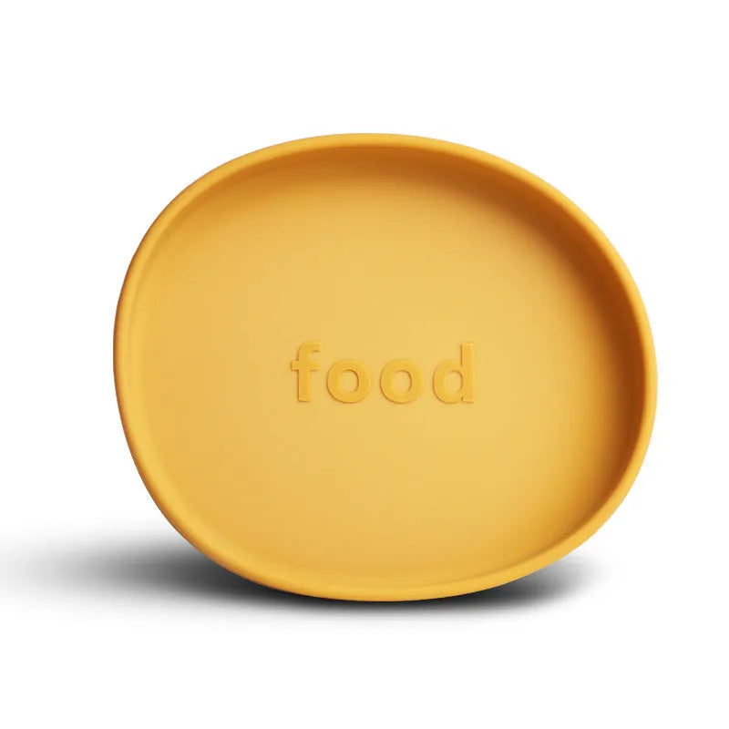 Irregular silicone dinner plate in bright pink, 155x178×25mm, food-grade baby feeding plate
