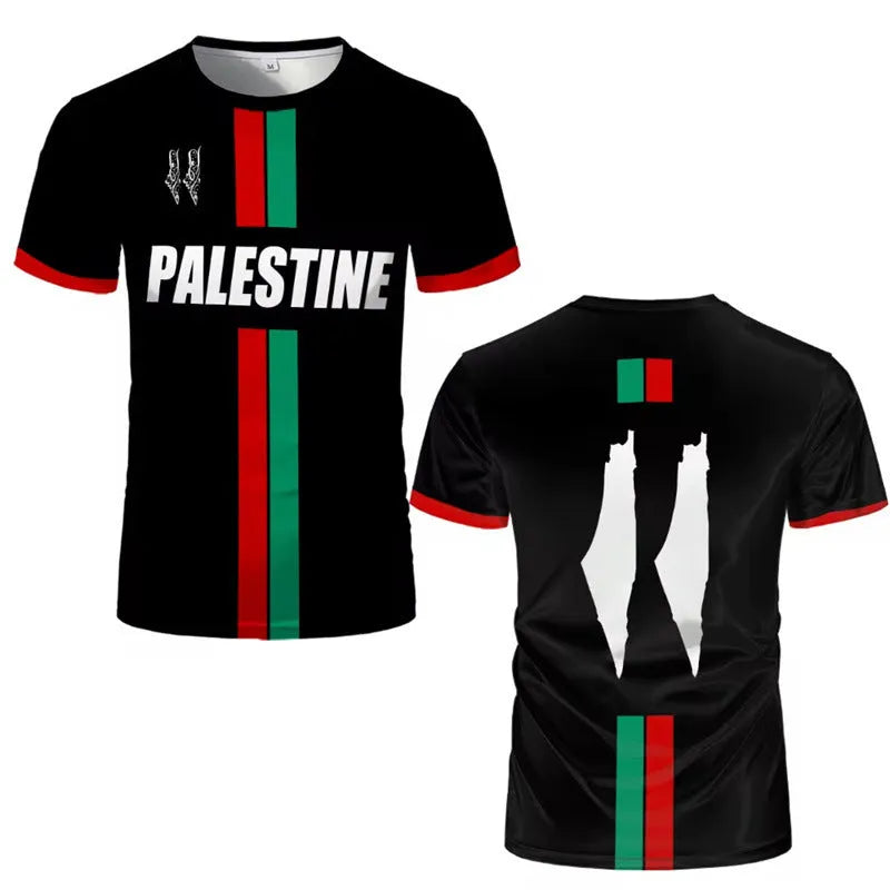 Black 3D printed football graphic on a white short sleeve t-shirt showing textured design.
