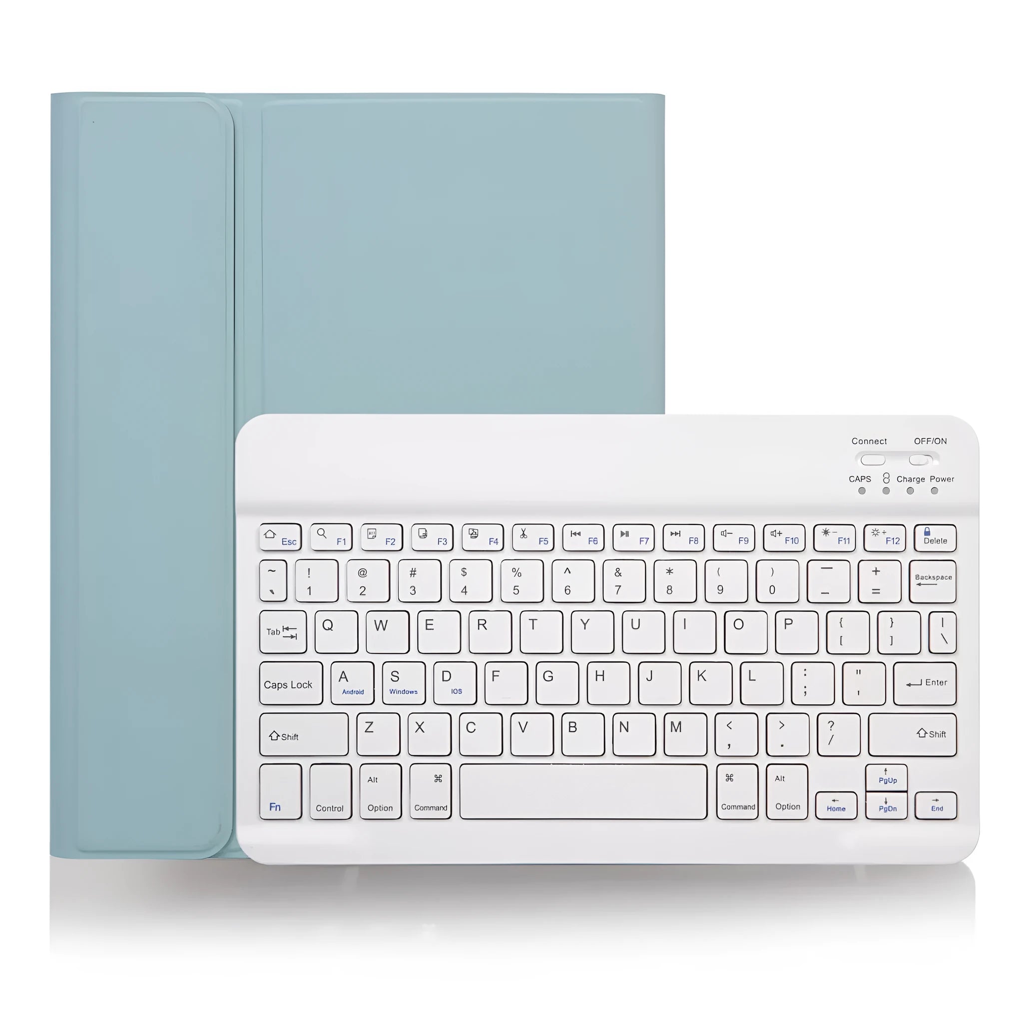 External Bluetooth keyboard with split leather case in green black colour